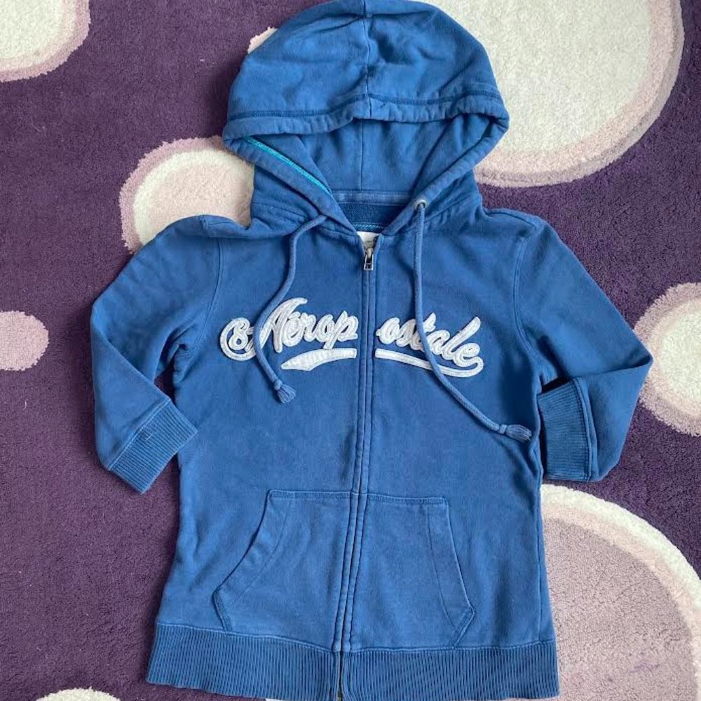 Dark Blue Aeropostale Zip Up Hoodie